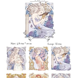 Ruban adhésif de masquage pour carte de tarot déesse romaine, belle dame Mucha, inspiré de la femme Illustration pour la fabrication de cartes de scrapbooking, 1 rouleau