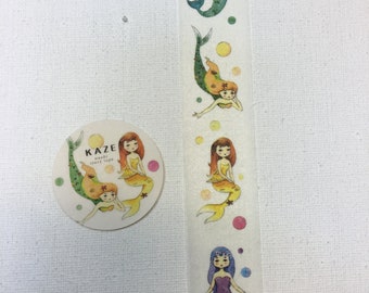 1 rol designer washi tape voor het maken van tape: zeemeermin, oceaanschoonheid, vissenstaart, dame in de zee, zeedans, zwemmen, zwemmer