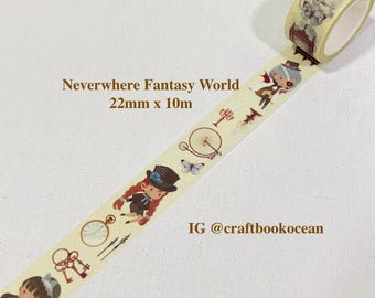 neverwhere fantasy world washi tape 19th century Steampunk retro clocks bike candles keys boys girls masking tape