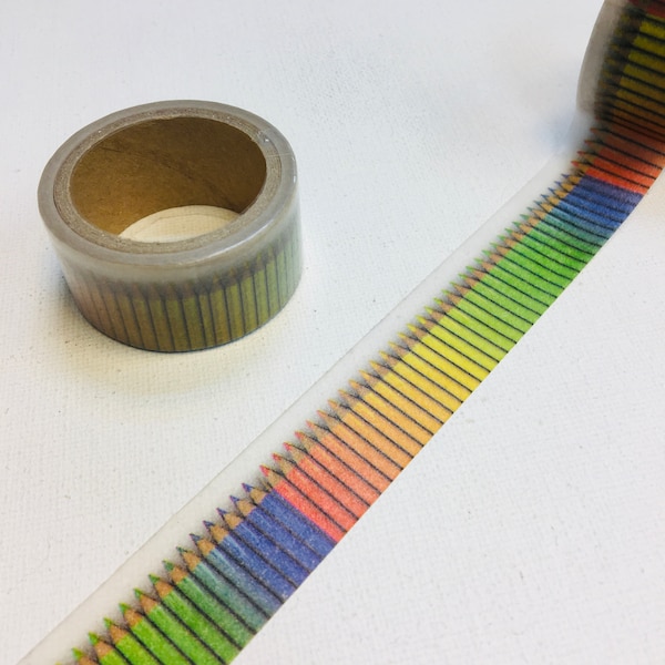 1 roll of designer washi tape masking tape : colorful color pencil, art supplies, artist collection, art and craft