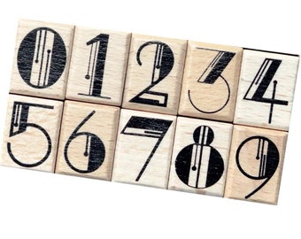 Designer Numbers Number Wooden Rubber Stamps 0-9 Rubber stamp artistic numeral rubber stamp for planner scrapbooking journal
