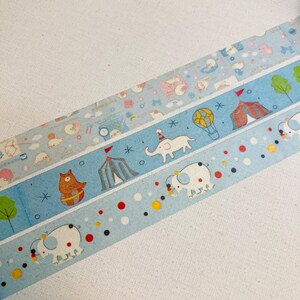Olifant washi-tape White Seal-afplaktape Circustent Bear on Ball Circus trick paper art tape