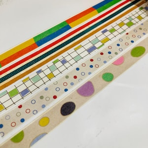 Cinta washi con motivos geométricos simples, lunares, bloques de colores, rayas y cuadros, de Shinzi Katoh, ilustración, arte, papel y cinta artística.