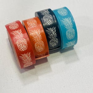 4 Rolls of Pineapple Tropical Fruit Patterns motif washi tape masking tape fruit art paper tape colorful pineapple juicy fruit art planner