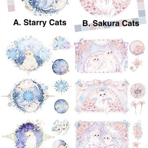1 Rolle Designer Washi Tape: Sternenklare Nachtkatzen oder Sakura Kirschblüten Katzen