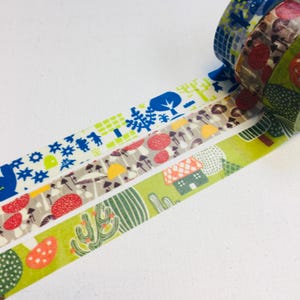 Nastro washi a forma di fungo, foresta di funghi, nastro adesivo decorativo, foresta di funghi, fungo psichedelico colorato, illustrazione artistica per planner, album.
