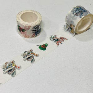 Hong Kong Traditional Festival Washi tape Lion dance moon festival Chinese New year, dim sum rooster old water bottle St John image 7