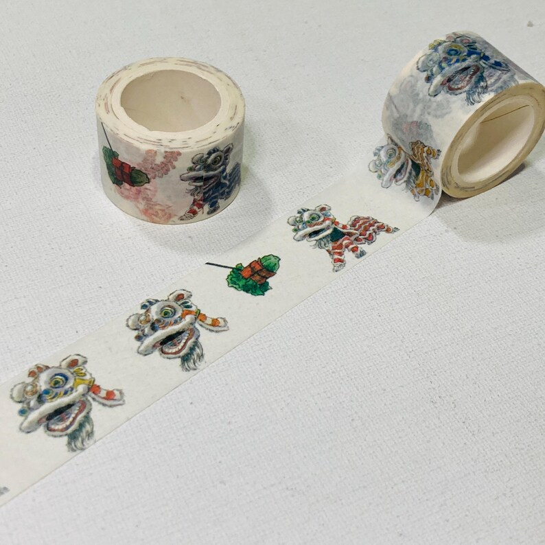 Hong Kong Traditional Festival Washi tape Lion dance moon festival Chinese New year, dim sum rooster old water bottle St John image 7
