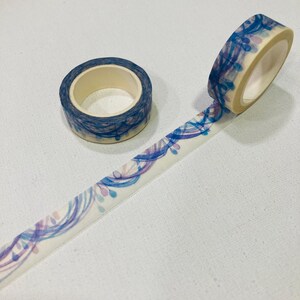 Blue theme floral butterfly ribbon washi tape masking tape elegant butterfly dance Floral blossom garden home ribbon dance tape for planner image 6