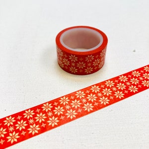 Schneeflocke Kristall Weihnachten Rote Blume Blumen Muster Washi Tape Blumenkunst Masking Tape Blumenmotiv Paper Art Tape für Planer x 1 Rolle