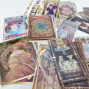 60 peças 20 designs Alphonse Mucha Art Nouveau pôster ilustração adesivo ótimo para planejador, scrapbooking e decoração de móveis em miniatura