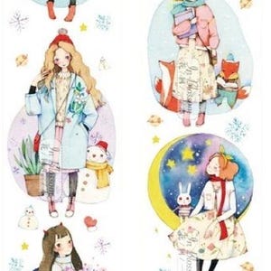 1 rol designer washi-tape afplaktape Twinkle Twinkle washi-tape kleine ster meisje maan wassende konijn girly sterrennacht papieren tape