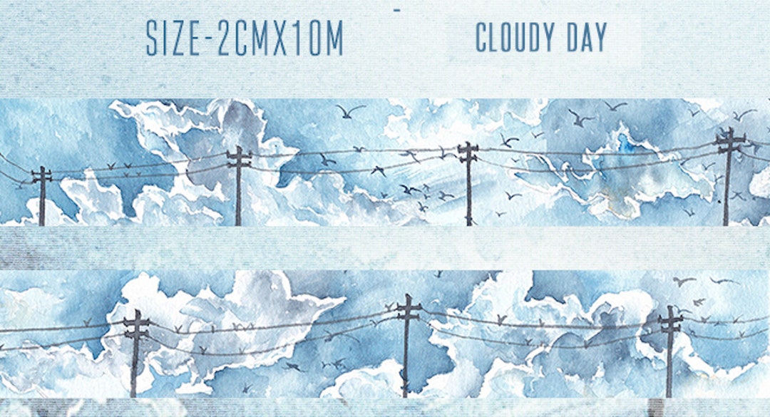 Pattern Weather Tape Thunderstorm Washi Tape Cloudy Masking Tape Raining Heavy Street Poles ...