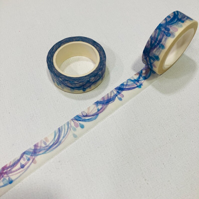 Blue theme floral butterfly ribbon washi tape masking tape elegant butterfly dance Floral blossom garden home ribbon dance tape for planner image 5