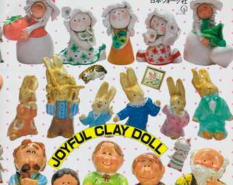 Out of print 1985 vintage craft book of Joyful  clay  Dolls and clay art  accessories Japanese Craft Book