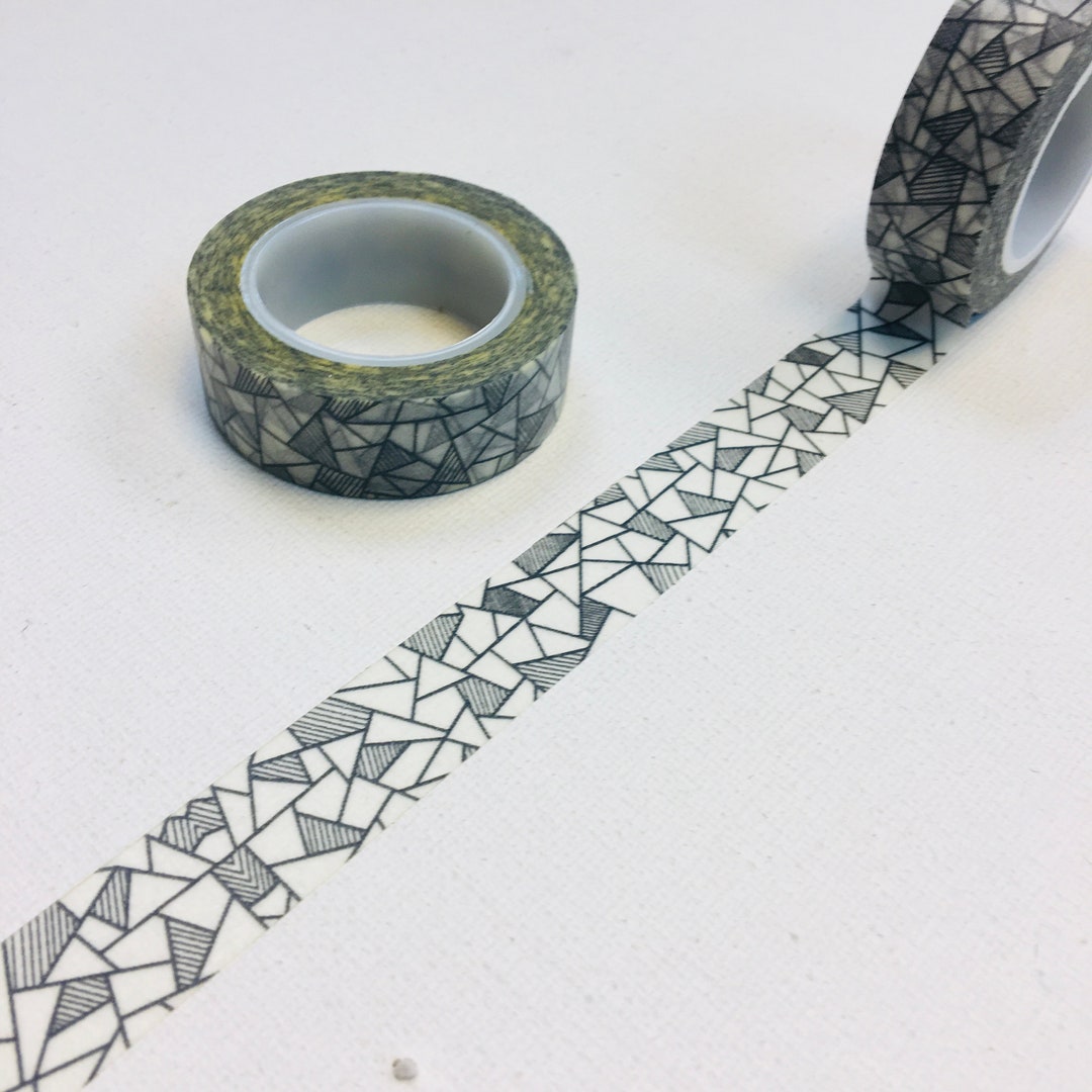 1 Roll of Designer Washi Tape Masking Tape : Black and White Abstract ...