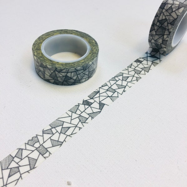 1 roll of designer washi tape masking tape : black and white abstract patterns, simple patterns