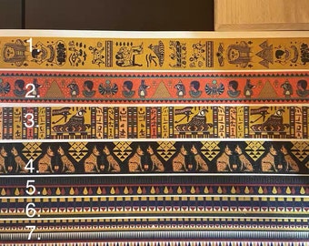 1 rouleau de ruban adhésif washi design : musée d'art, art égyptien, pharaon, pyramide, fresque, peinture murale, chat, yeux