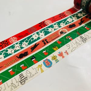 Ardilla del bosque Rana Gato Calcetín navideño Animales León Perro Cinta washi Shinzi Katoh Ilustración Cinta de papel para arte