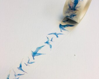 The Beckoning Sea washi tape sea bird masking tape blue bird flying sea world view paper art tape for planner x  1 roll