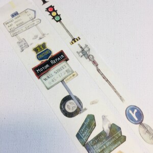Road Sign washi tape Direction Masking tape Highway sign paper art tape road trip scenic washi tape traffic light side road sign paper tape