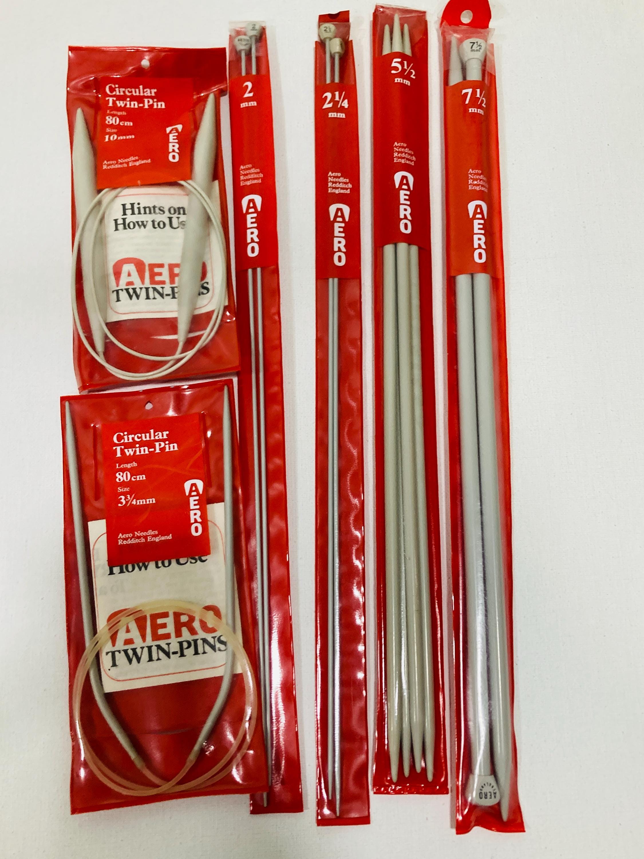 Vintage Aero Needles Redditch England Multiple Sizes Circular Twin
