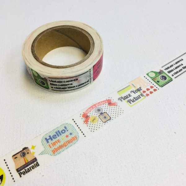 1 roll of designer washi tape masking tape : camera, take a picture , picture frame, shooting ,Picture time