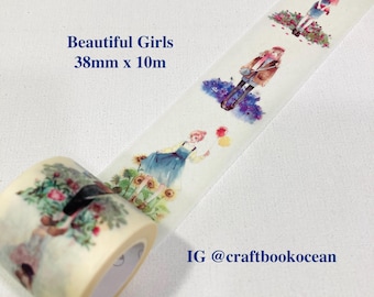 Hermosas chicas con cinta washi de flores, paz y primavera, chicas de al lado, cinta adhesiva