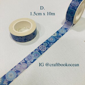 Blue theme floral butterfly ribbon washi tape masking tape elegant butterfly dance Floral blossom garden home ribbon dance tape for planner D. Floral