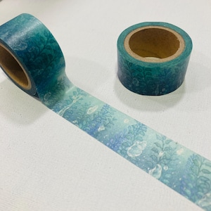 Morning Dew Washi tape Beautiful day Turquoise green blue morning leaves with water drop planner art journal art tape masking tape