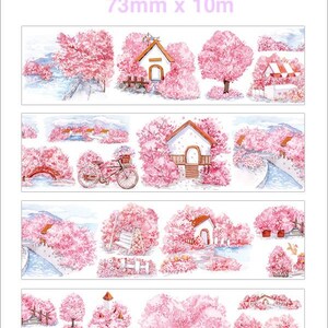 Herbstfarben washi tape Sakura Blühen Frühling Stadt Herbst golden Kleinstadt Kirschblüten Baum Papier Kunst Tape