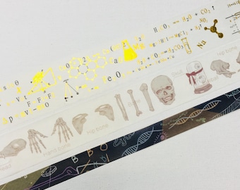 Biologie Studie Note Washi Tape DNA Codierung Masking Tape Bakterien Mikroskop Knochenband Schüler Note Studie schwer menschlich Anatomie Schädel Orthopäde