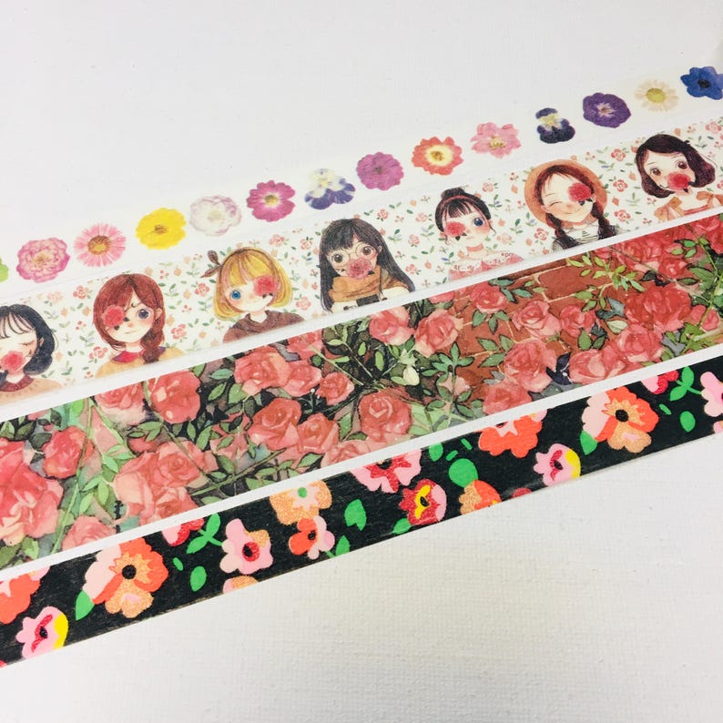 Rose Floral Girl Washi Tape Rose Wall Flower Blossom Spring Floral ...