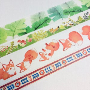 Red Fox washi-tape Afplaktape dierenbos Schattige vos dierenbladeren bloemenpatronen papieren kunsttape voor scrapbooking speelse kunsttape