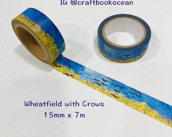 Wheatfield with Crows washi tape Vincent Van Gogh  painting masking tape birds farming blue yellow impressionistic painting art tape