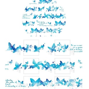 Fantasy Schmetterling Washi tape Blauer Schmetterling Masking Tape Tanzende Schmetterling Insekt elegant Schmetterling Papierklebeband x 1 Rolle für Planer