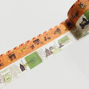 Ruban de masquage en Washi Paris, monuments de France et Tour Eiffel, Londres, Tape de masquage en Washi Big Ben avec logo Big Old Clock, monuments de la ville, 1 rouleau