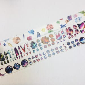 Cinta washi de cristal cosmos, parpadeante, brillante, con piedras preciosas, diamantes, gemas, zafiro, azul, rojo, rubí, arte, cinta de enmascarar, mejor amiga de las chicas.