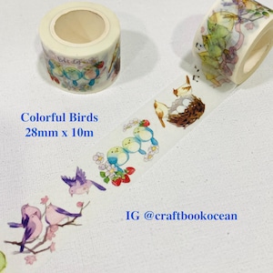 Birds washi tape Birdie family song bird sing yellow bird blue bird colorful birds washi tape flying high animals masking tape