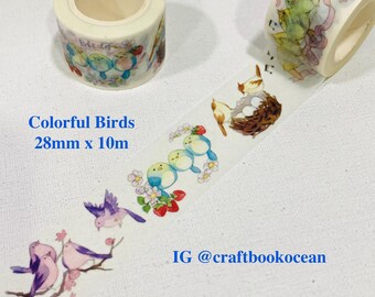 Birds washi tape Birdie family song bird sing yellow bird blue bird colorful birds washi tape flying high animals masking tape