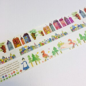 Designer watercolour art home town washi tape colorful town masking tape colorful houses, happy town sweet village Little Red Ridinghood