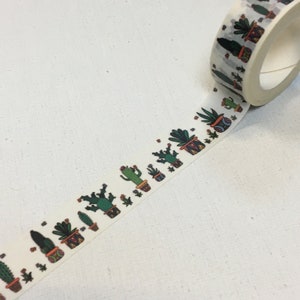 1 rouleau de ruban adhésif de masquage en washi : avion cactus, verdure, jardin, vie, croissance
