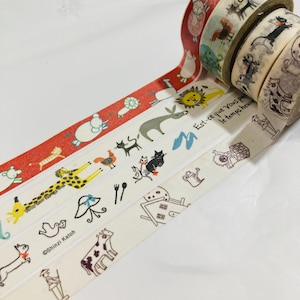Glückliche französische Katze laufend schwarze Katze Bauer Kuhaufzucht abstrakte Tiere niedlicher Löwe Washi Tape Shinzi Katoh Illustration Kunst Katze Französische Schönheit