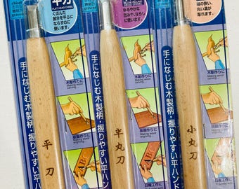 3pcs of Japanese Wood Carving chisel Tools flat head chisel narrow round head chisel blow round head chisel