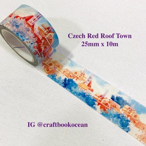 Tschechische Landschaft Stadtansicht Washi Tape mittelalterliches rotes Dach Stadtbild Prag schöne europäische Stadt Historiker Stadt reich an Kultur