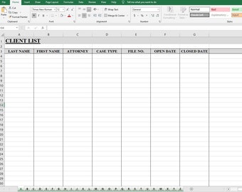 Law Firm Client Tracker | Excel Format