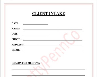Client Intake Form | Simple Word Format