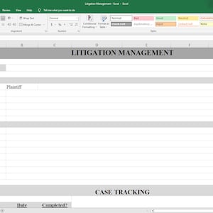 Litigation Management Case Tracker | Excel Format - Easy to Use/Edit