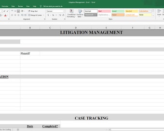 Litigation Management Case Tracker | Excel Format - Easy to Use/Edit