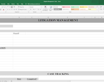 Litigation Management Case Tracker | Excel Format - Easy to Use/Edit